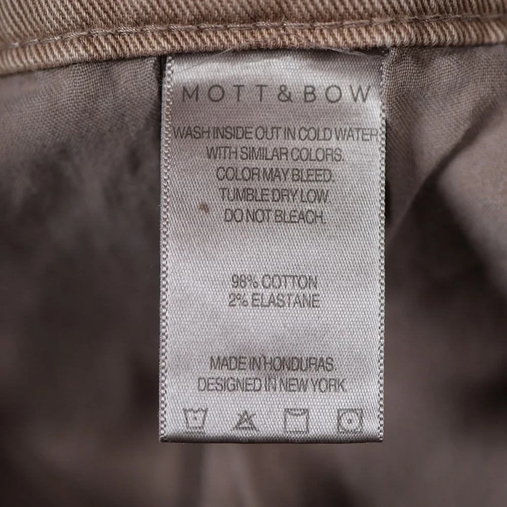 Mott & Bow Jeans Mens 35x33 Brown Slim Mercer Cotton Stretch Denim Preppy
